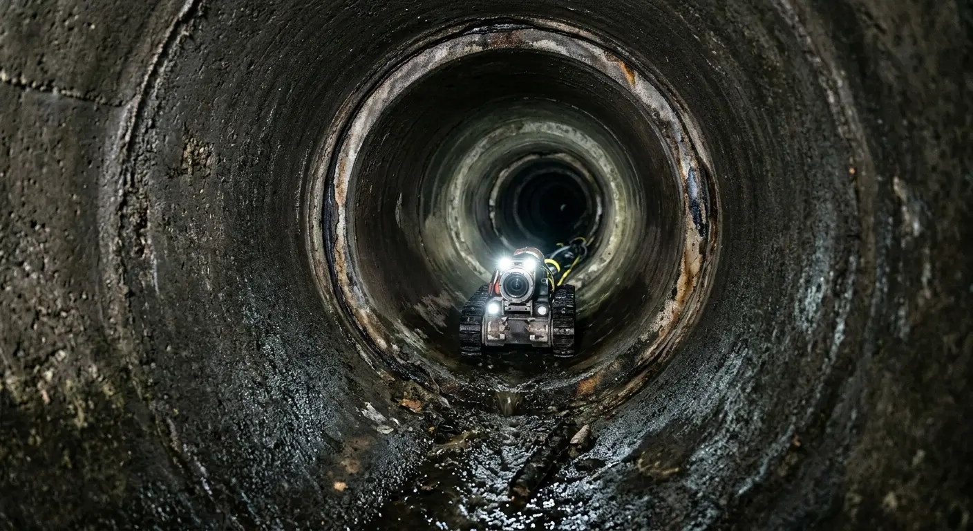 Robotic sewer camera inspecting pipe interior for Sewer Line Repair in Taylor
